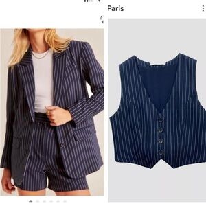 Abercrombie & Fitch navy pinstriped Striped Blazer & vest size small
